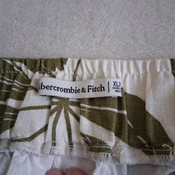 Abercrombie & Fitch Women's XLP Green Tropical Print Linen Blend Maxi Skirt - Picture 6 of 15